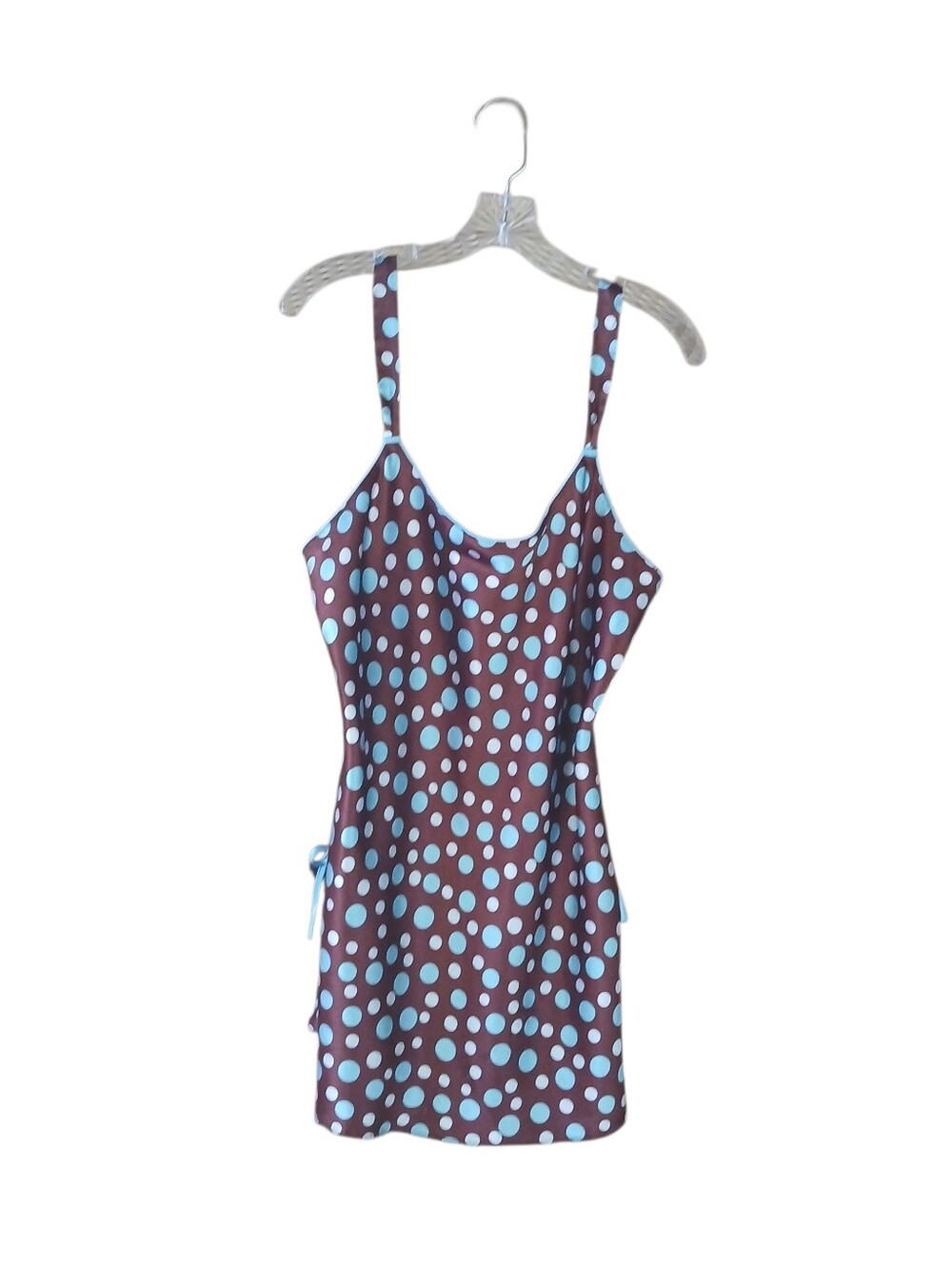 Kathryn Brown & Blue Polka Dot Satin Chemise XL